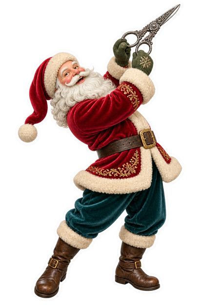 Santa Victorian Silver Grape Scissors Vinyl Sticker Decal