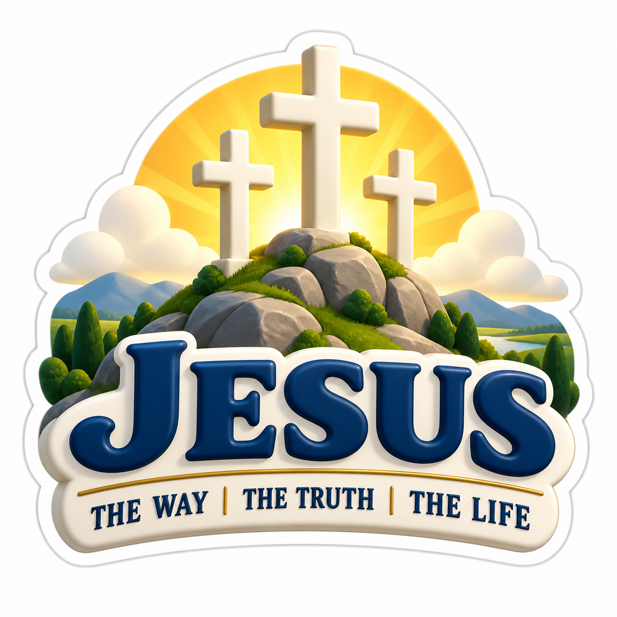 Jesus The Way The Truth The Life Navy Gold Vinyl Sticker Decal