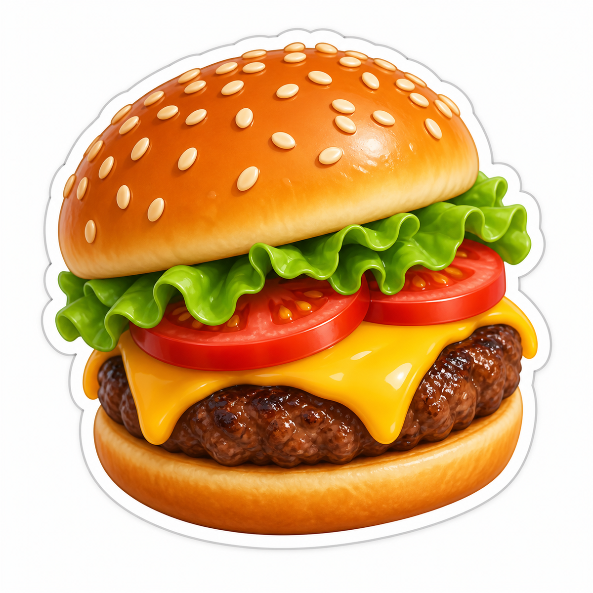 Cheeseburger Sesame Bun Lettuce Tomato Vinyl Sticker Decal