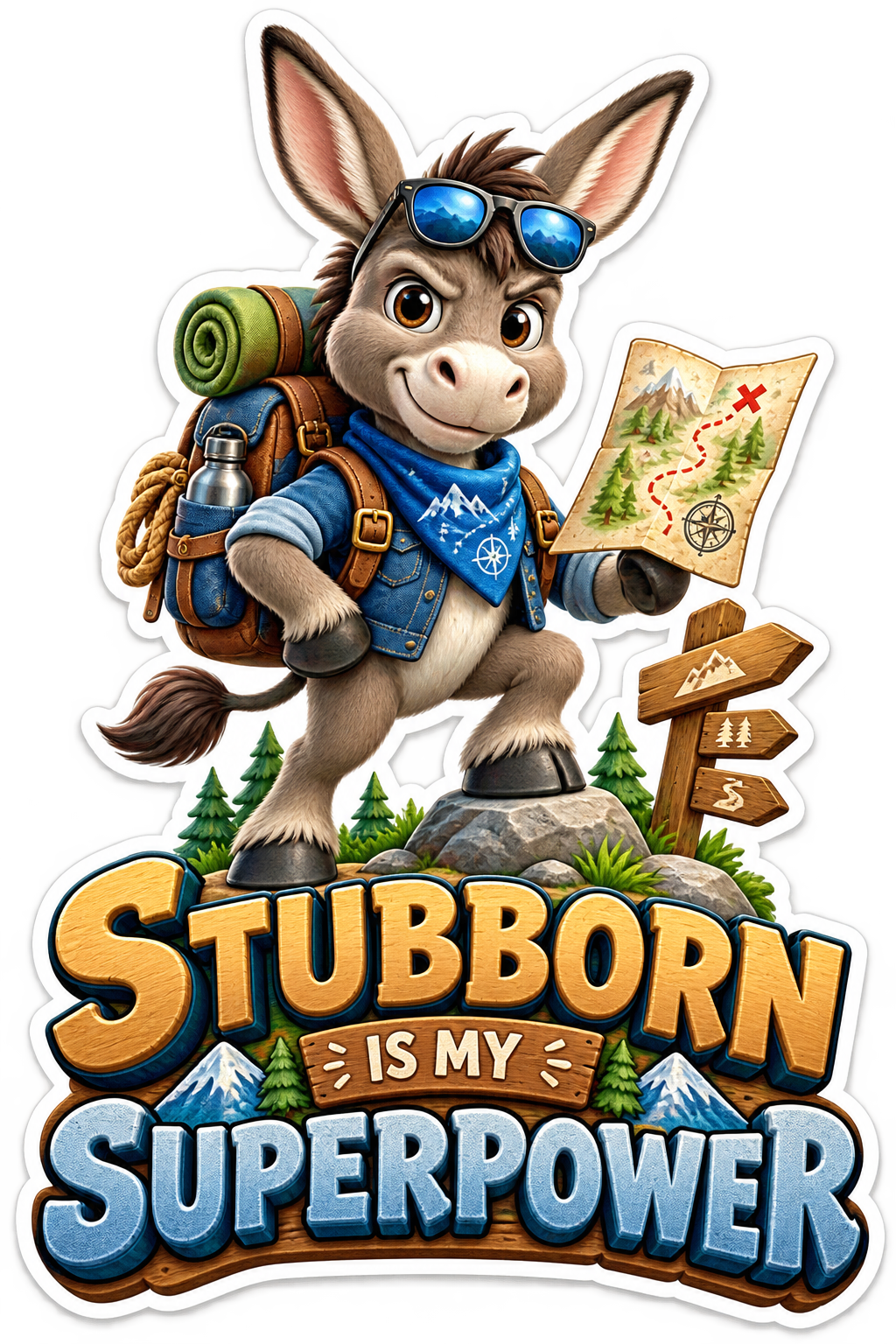 Stubborn Is My Superpower Donkey Vinyl Sticker Decal