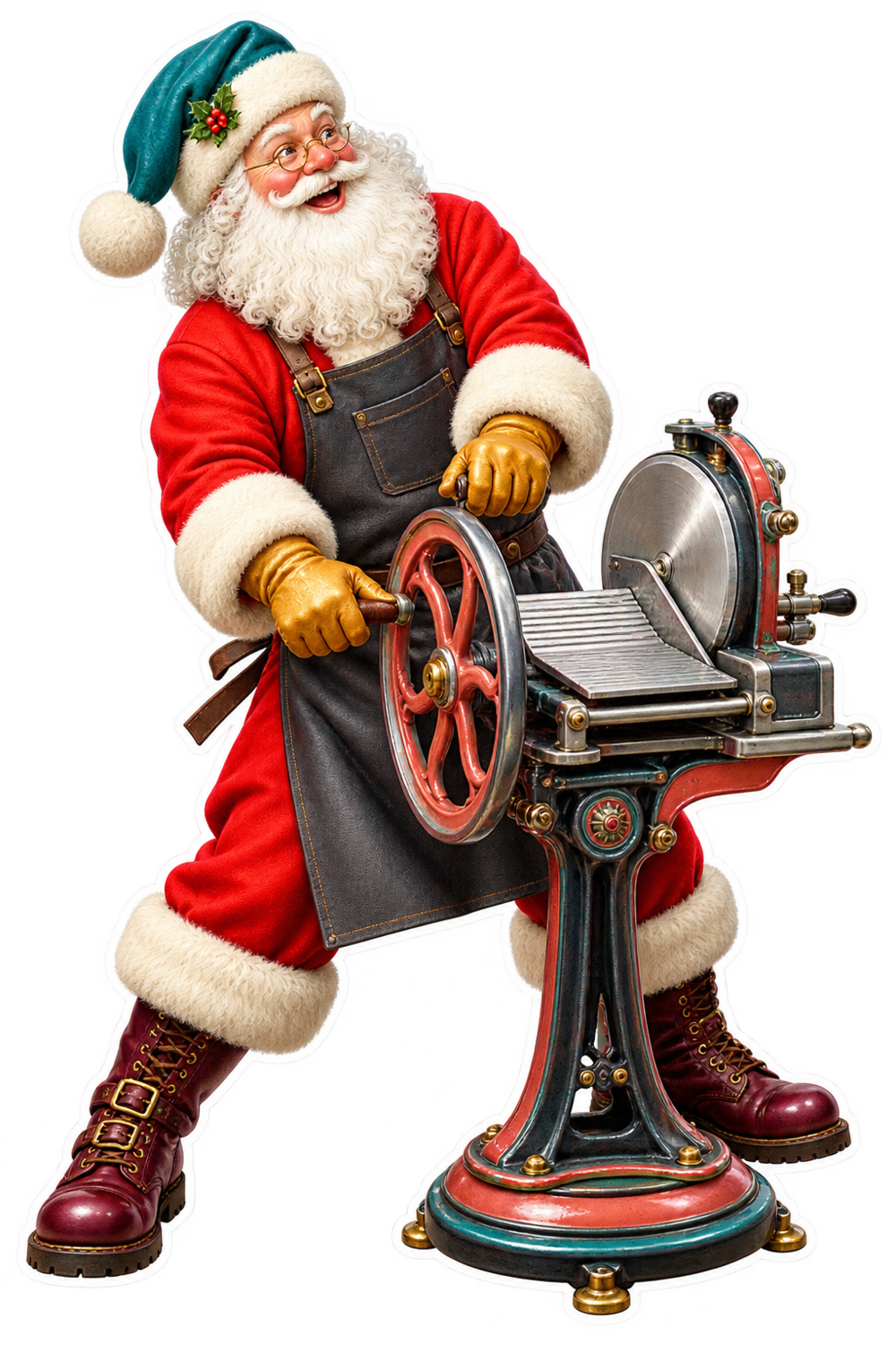 Santa Wicker Wrapped Clear Glass Demijohn Vinyl Sticker Decal