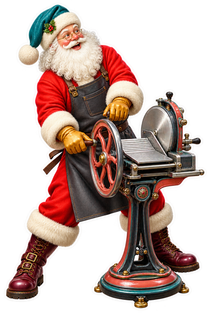 Santa Wicker Wrapped Clear Glass Demijohn Vinyl Sticker Decal