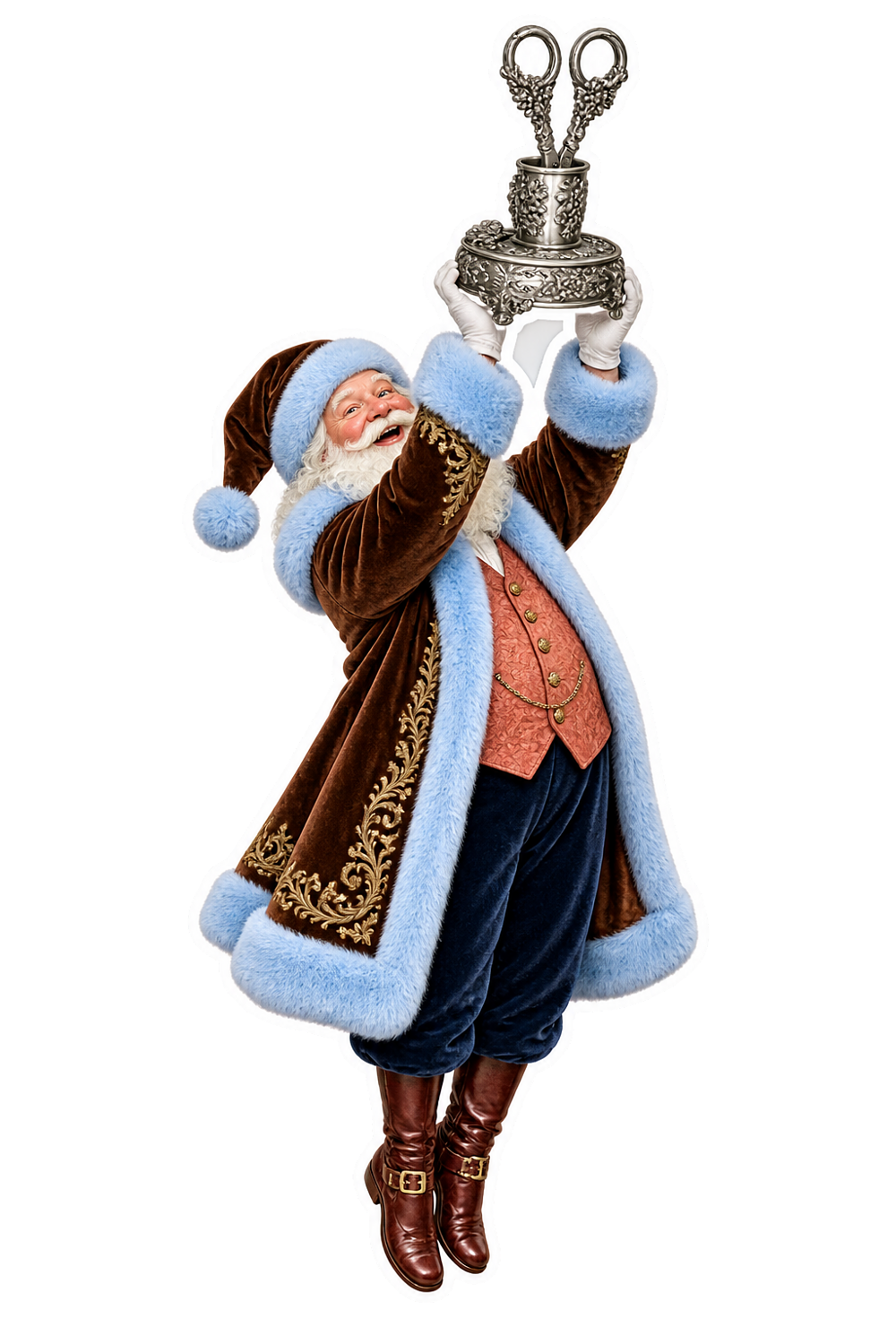 Santa Victorian Silver Grape Scissors Stand Vinyl Sticker Decal