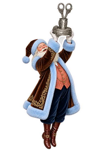 Santa Victorian Silver Grape Scissors Stand Vinyl Sticker Decal