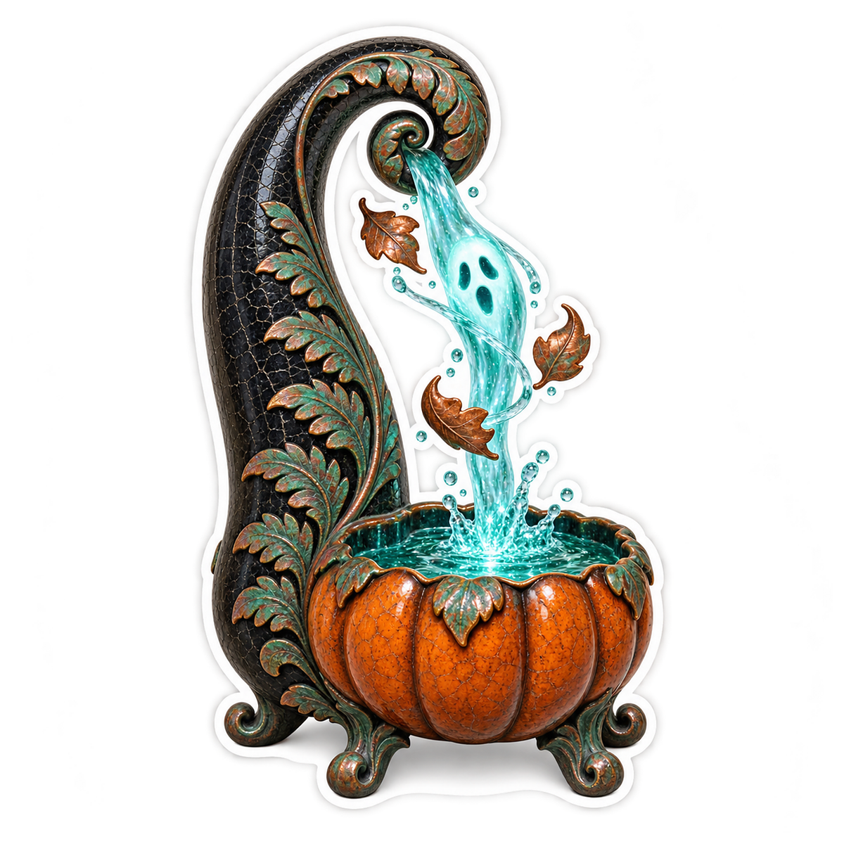 Black Raku Fern Fountain Ghost Water Vinyl Sticker Decal