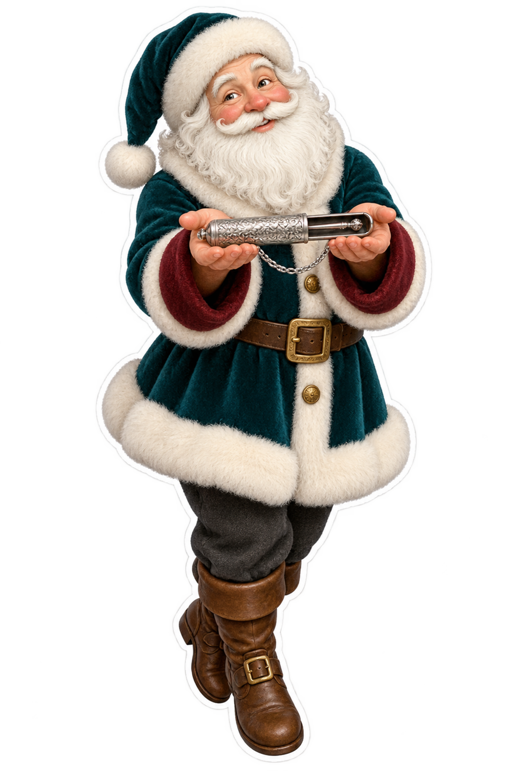 Santa Victorian Silver Bodkin Case Vinyl Sticker Decal