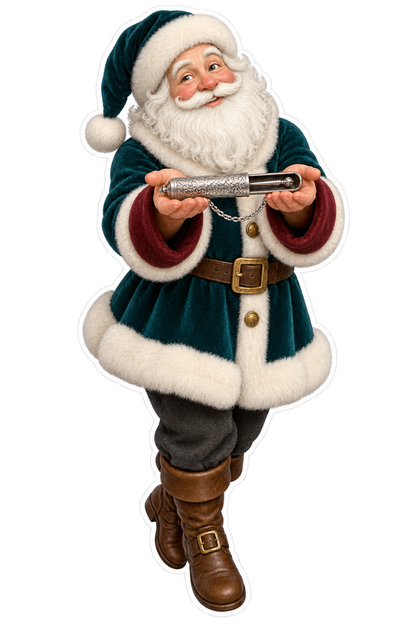 Santa Victorian Silver Bodkin Case Vinyl Sticker Decal