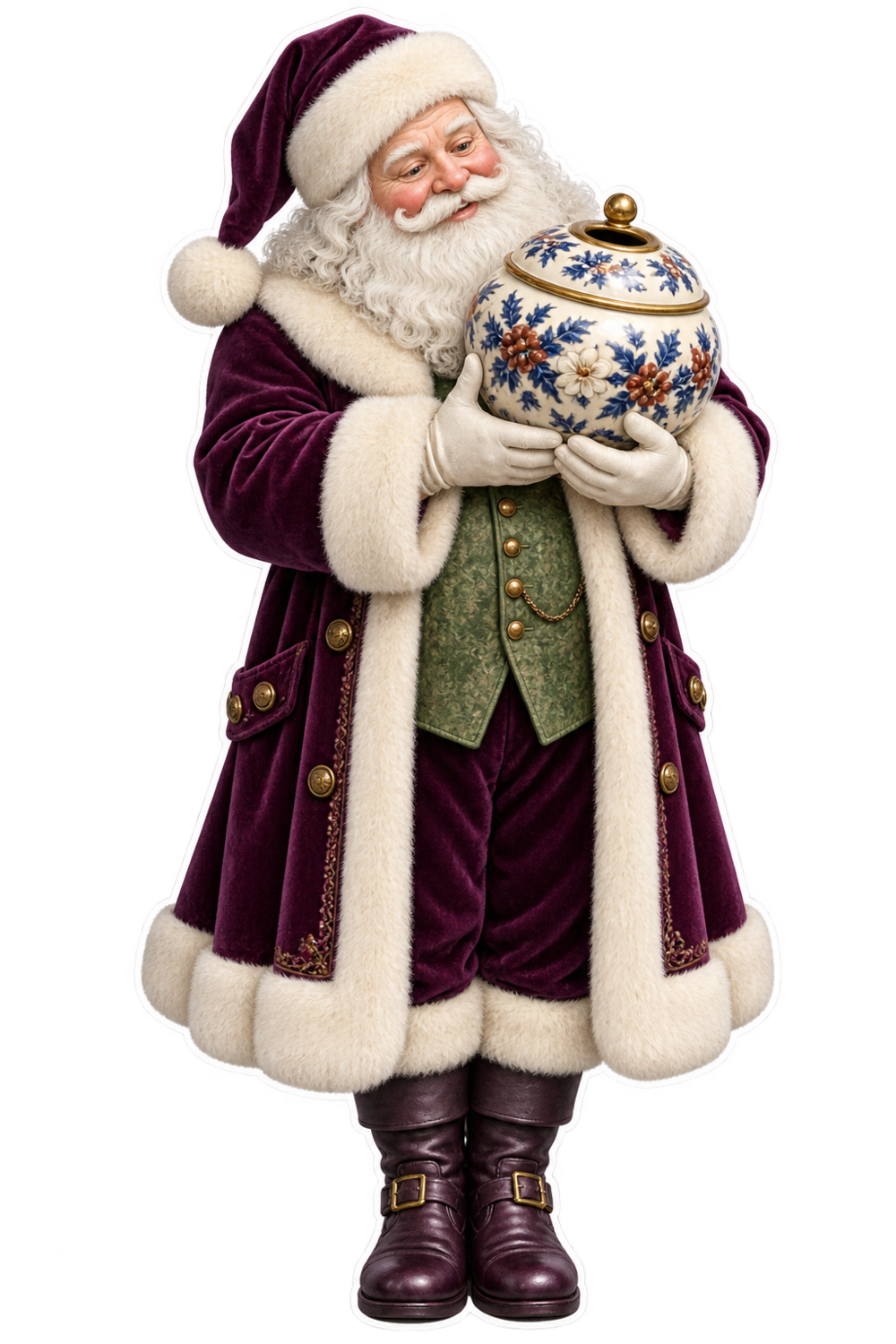 Santa Victorian Glazed Porcelain Hair Receiver Vinyl Sticker Decal