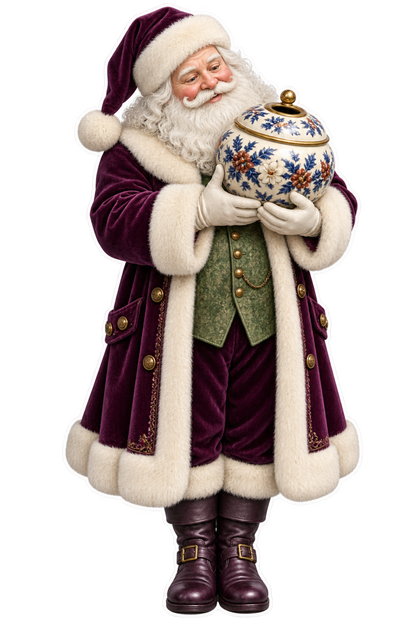 Santa Victorian Glazed Porcelain Hair Receiver Vinyl Sticker Decal