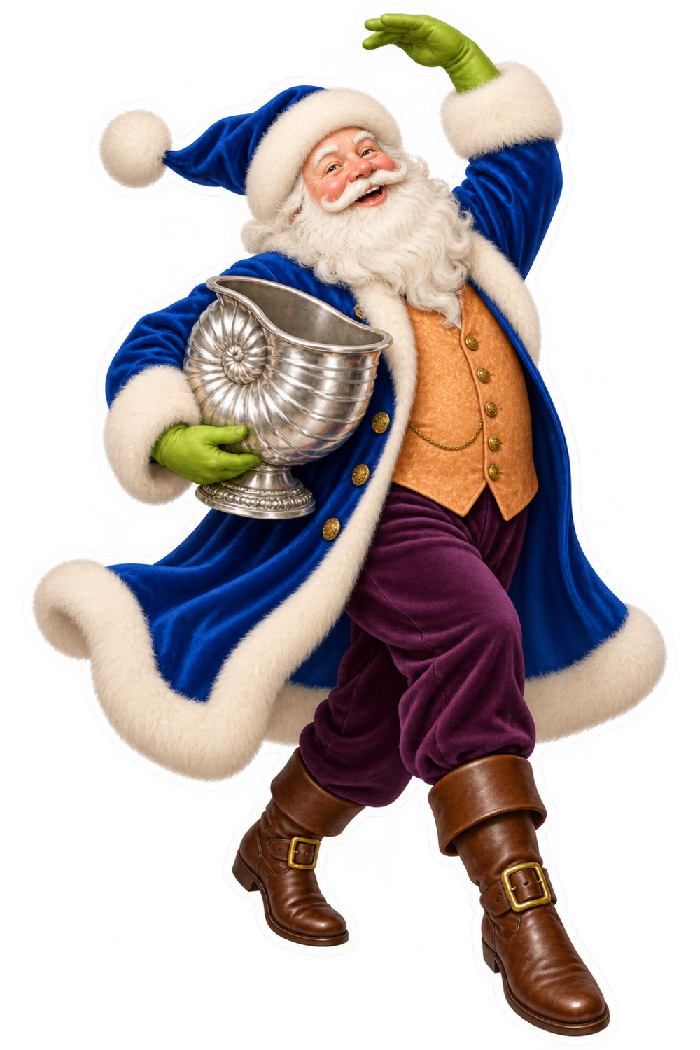 Santa Victorian Silver Nautilus Spoon Warmer Vinyl Sticker Decal