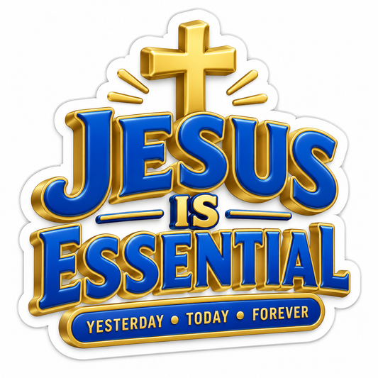 Jesus Is Essential Navy Gold Words Cross Vinyl Sticker Decal