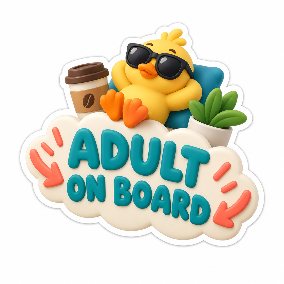 Adult On Board Teal Cream Vinyl Sticker Decal