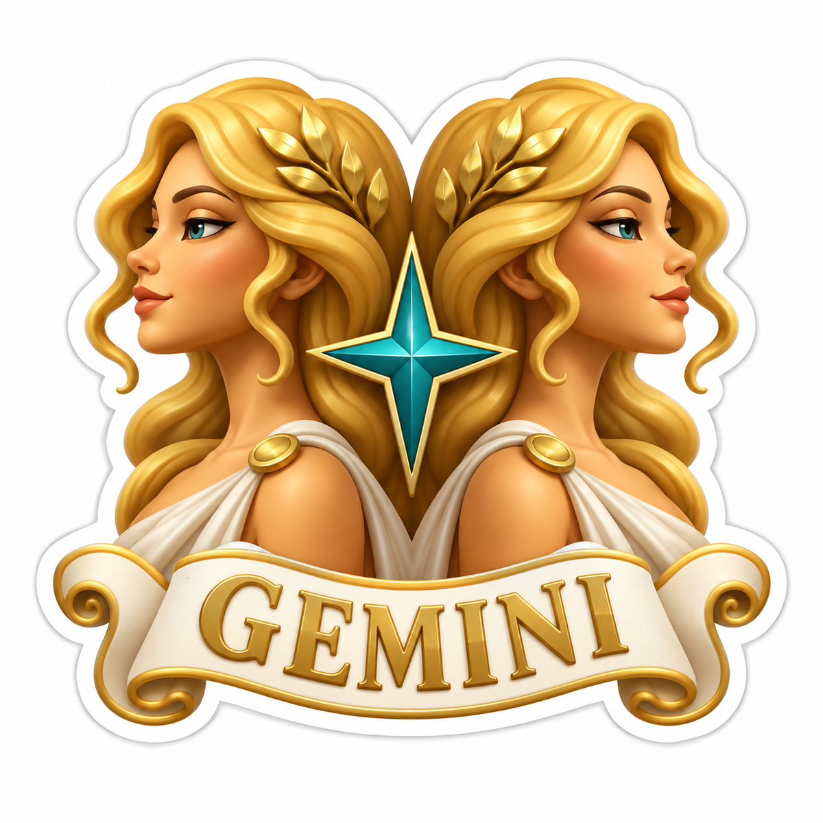 Gemini Gold Teal Vinyl Sticker Decal
