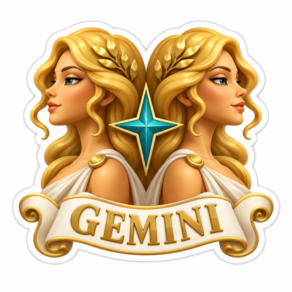Gemini Gold Teal Vinyl Sticker Decal