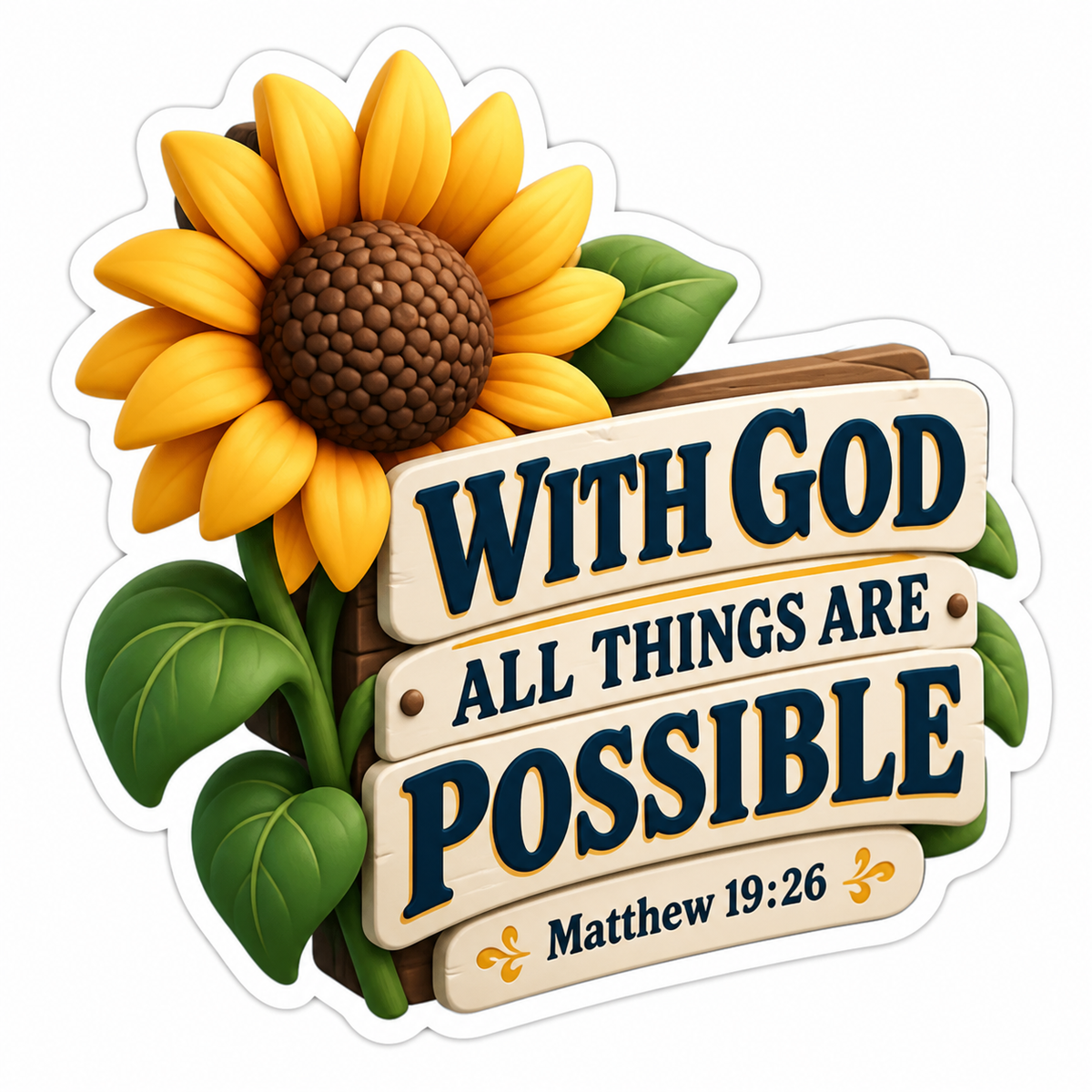 With God All Things Are Possible Cream Navy Vinyl Sticker Decal