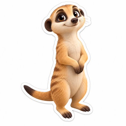 Upright Alert Meerkat With Folded Paws Sandy Fur Vinyl Sticker Decal