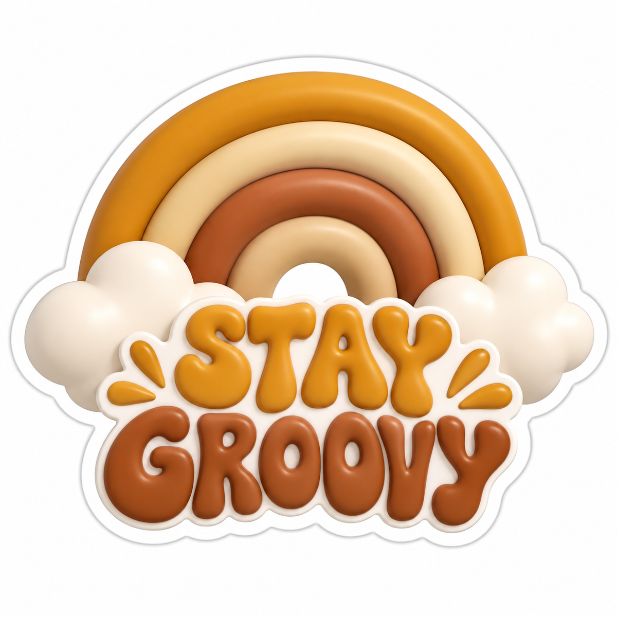 Stay Groovy Ochre Cream Vinyl Sticker Decal