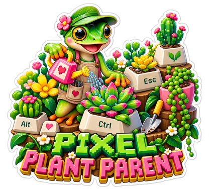 Pixel Plant Parent Frog Gardener Vinyl Sticker Decal