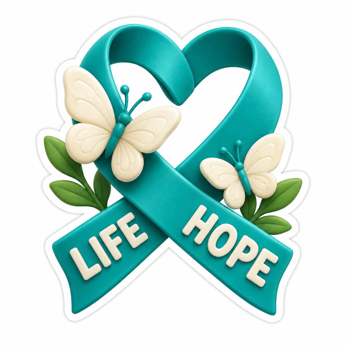Life Hope Teal Ivory Vinyl Sticker Decal