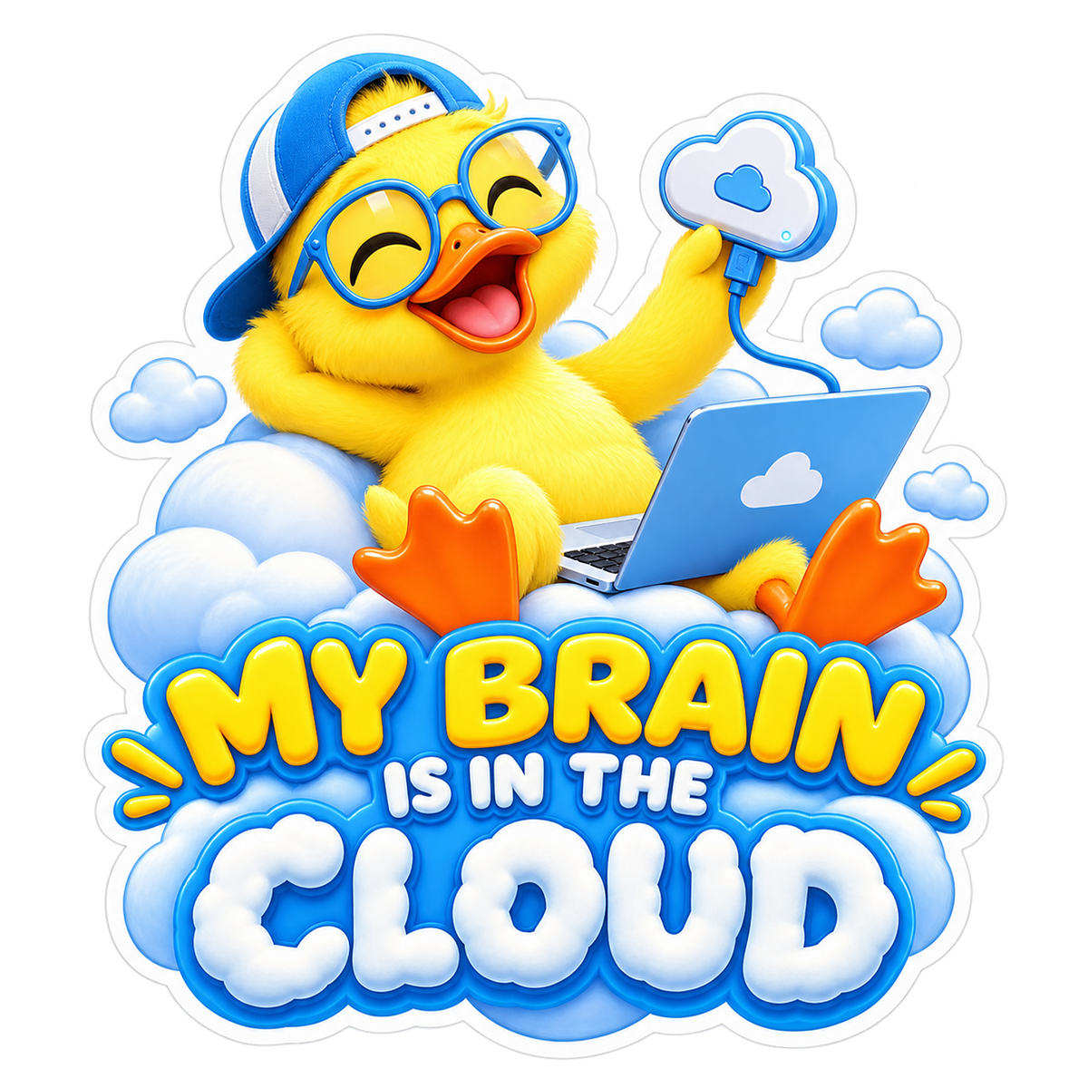 Brain In Cloud Duck Vinyl Sticker Decal