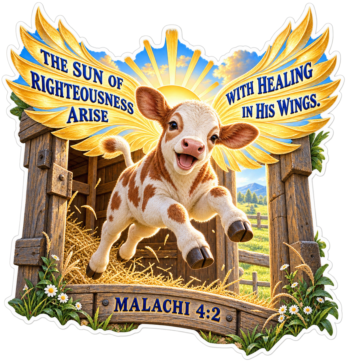 Bible Healing Wings Calf Malachi 4 2 Vinyl Sticker Decal