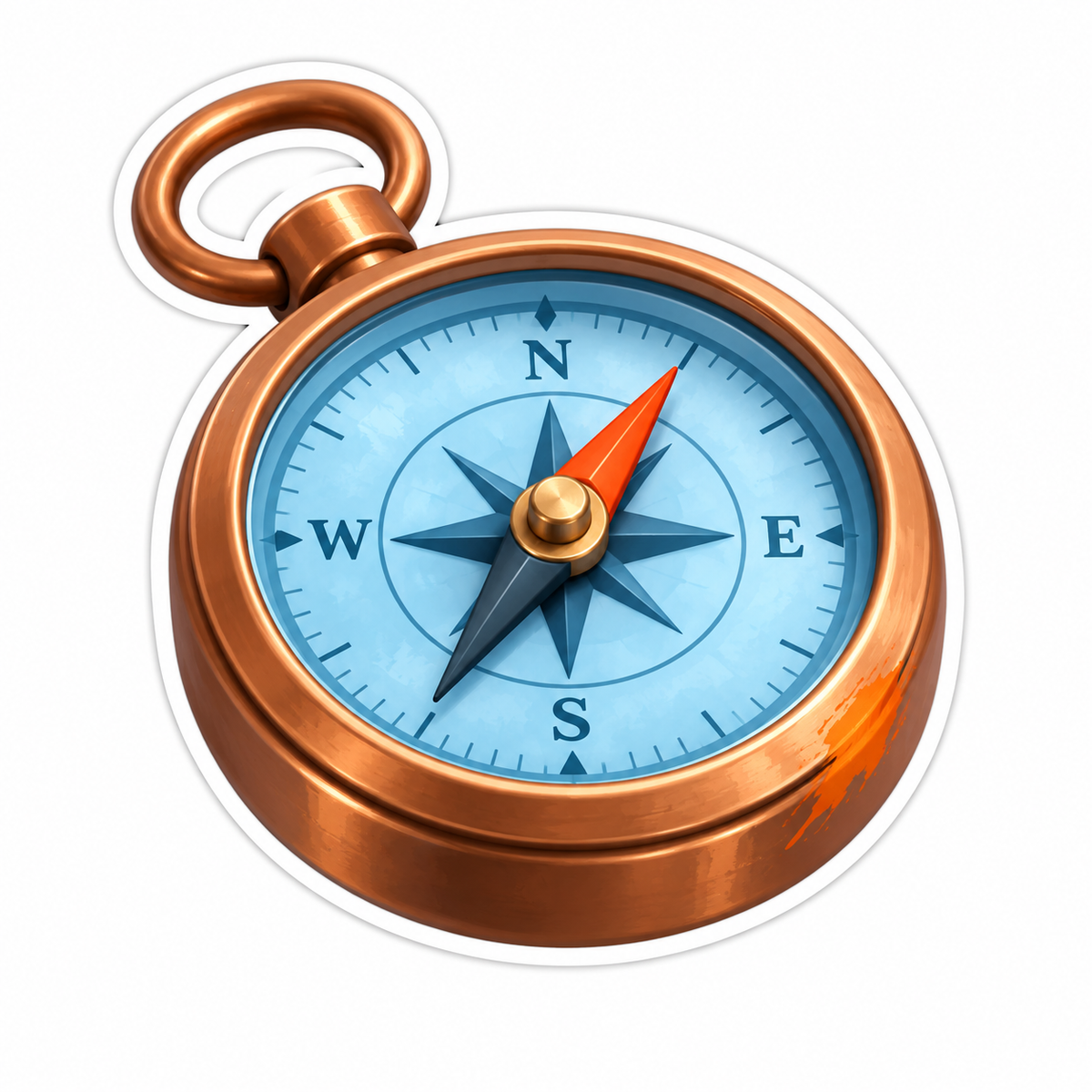 Copper Pocket Compass Vinyl Sticker Decal