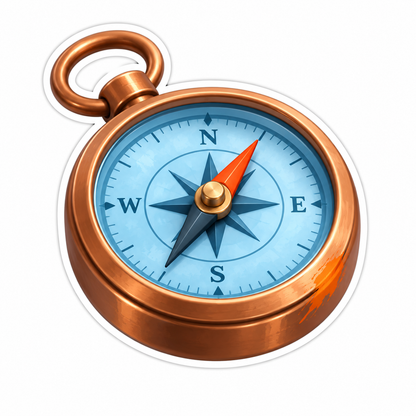 Copper Pocket Compass Vinyl Sticker Decal