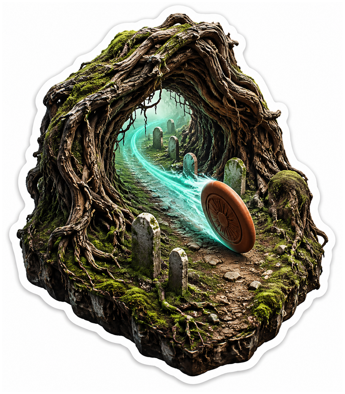 Halloween Disc Golf Graveyard Root Tunnel Roller Vinyl Sticker Decal