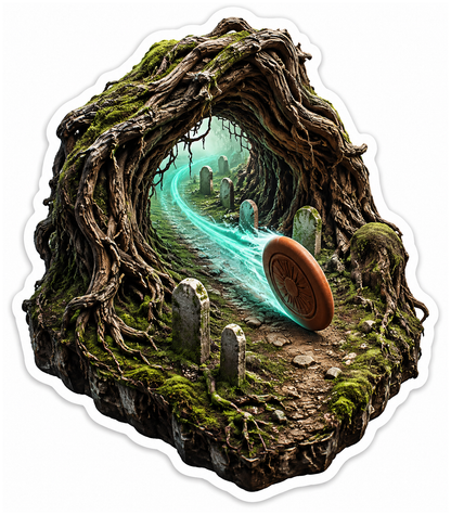 Halloween Disc Golf Graveyard Root Tunnel Roller Vinyl Sticker Decal