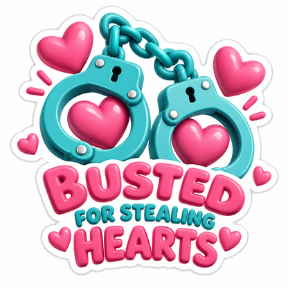 Busted For Stealing Hearts Vinyl Sticker Decal