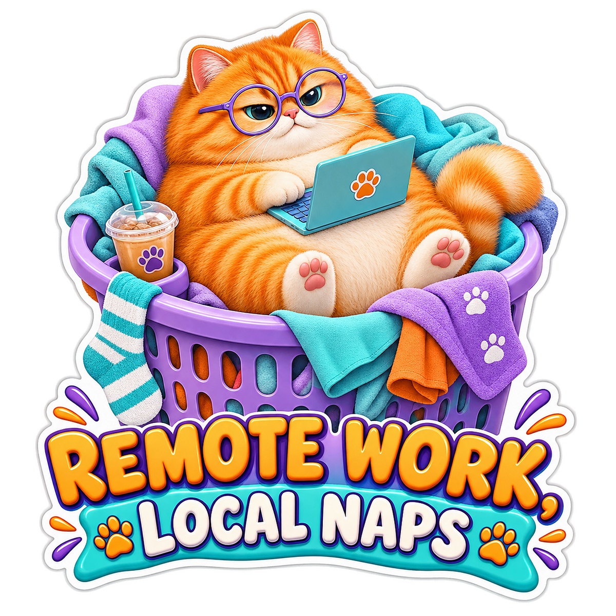 Remote Work Local Naps Vinyl Sticker Decal