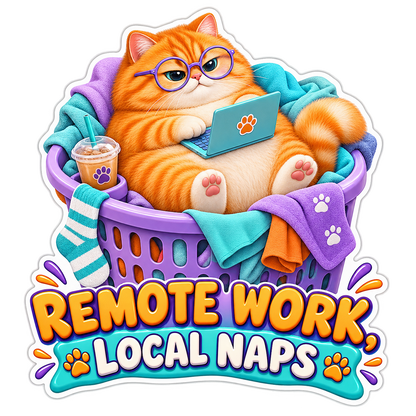 Remote Work Local Naps Vinyl Sticker Decal