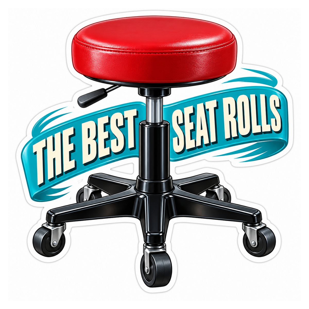 Pneumatic Rolling Shop Stool Vinyl Sticker Decal