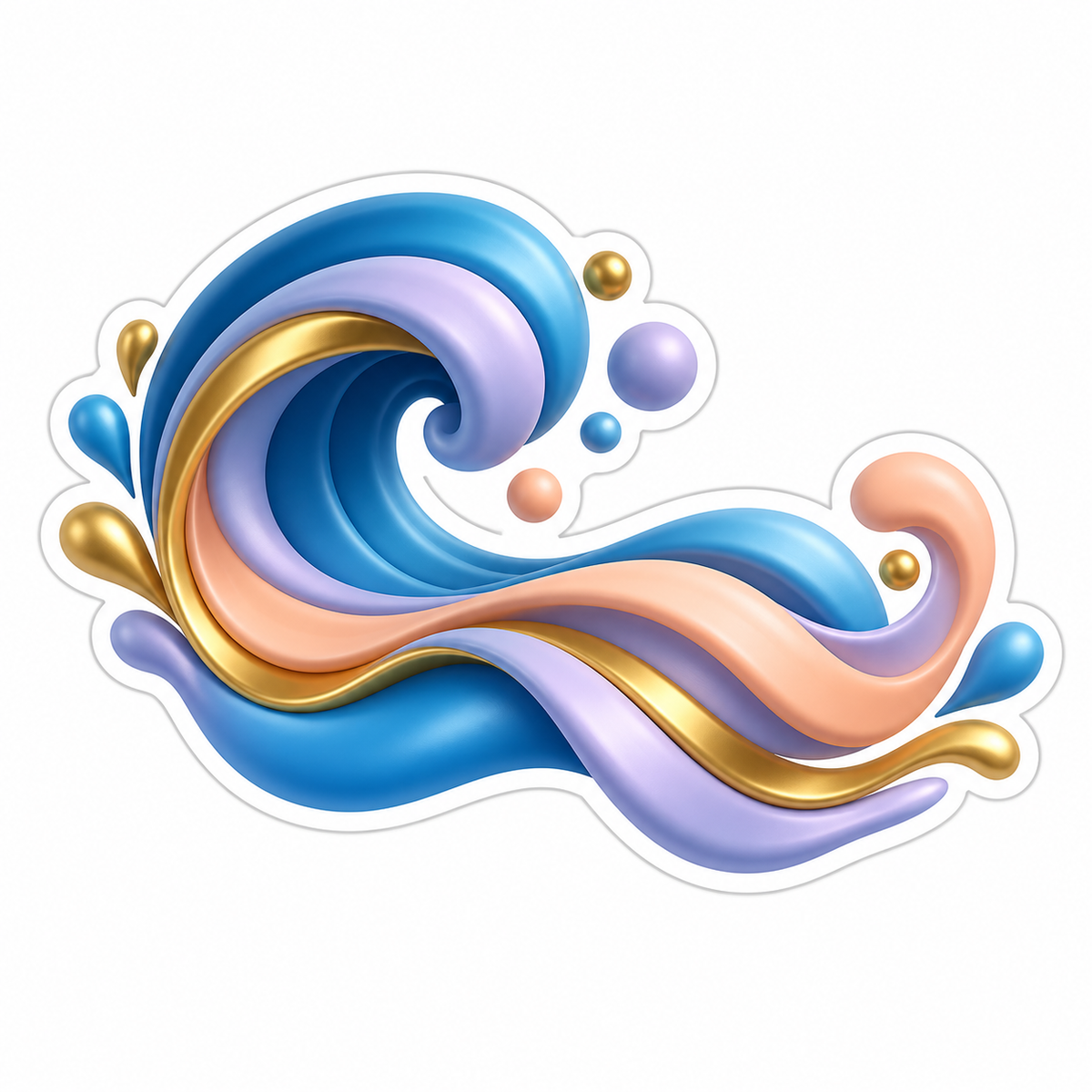 Blue Lavender Peach Gold Wave Ribbon Vinyl Sticker Decal