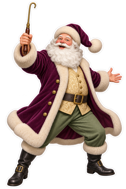 Santa Antique Brass Stocking Frame Hook Vinyl Sticker Decal