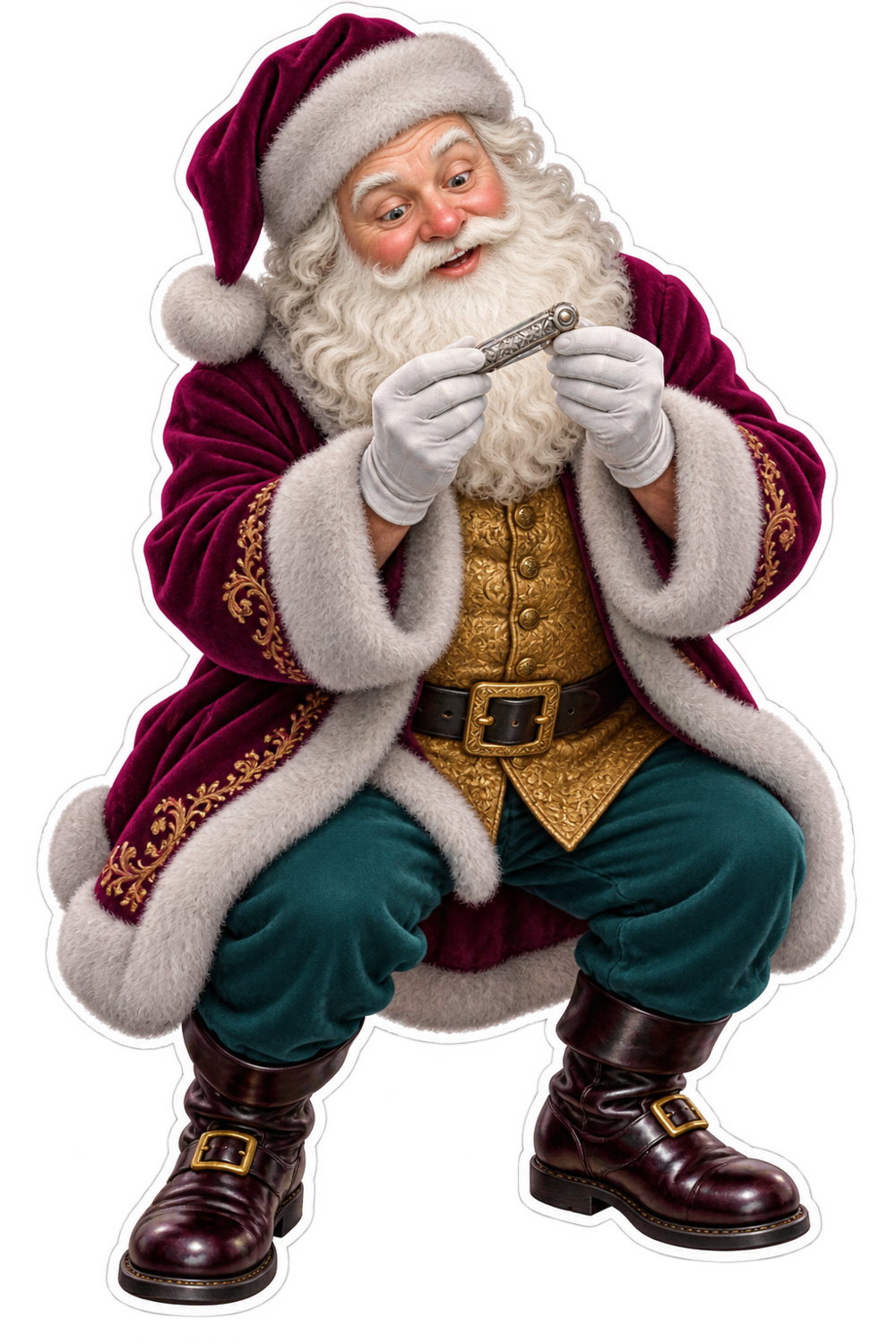Santa Victorian Silver Cigar Piercer Vinyl Sticker Decal