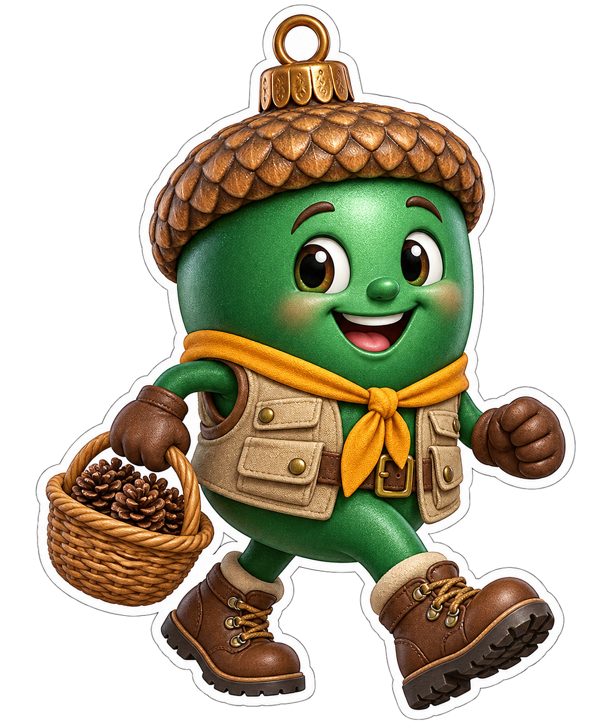 Acorn Ornament Scout Carrying Basket Vinyl Sticker Decal