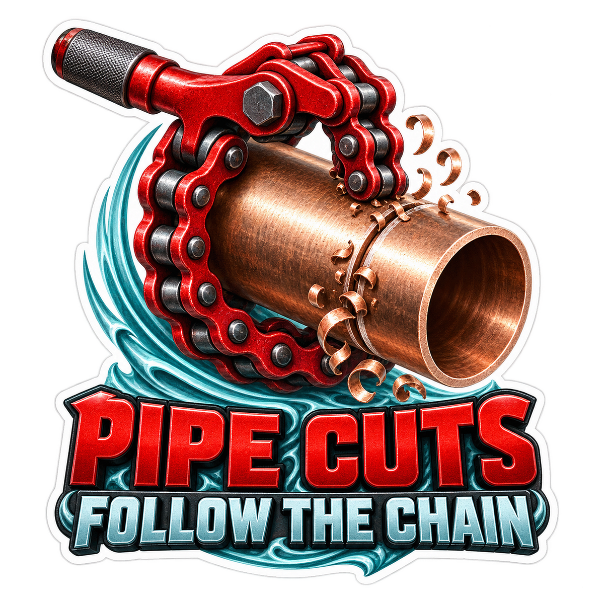 Exhaust Pipe Chain Cutter Vinyl Sticker Decal