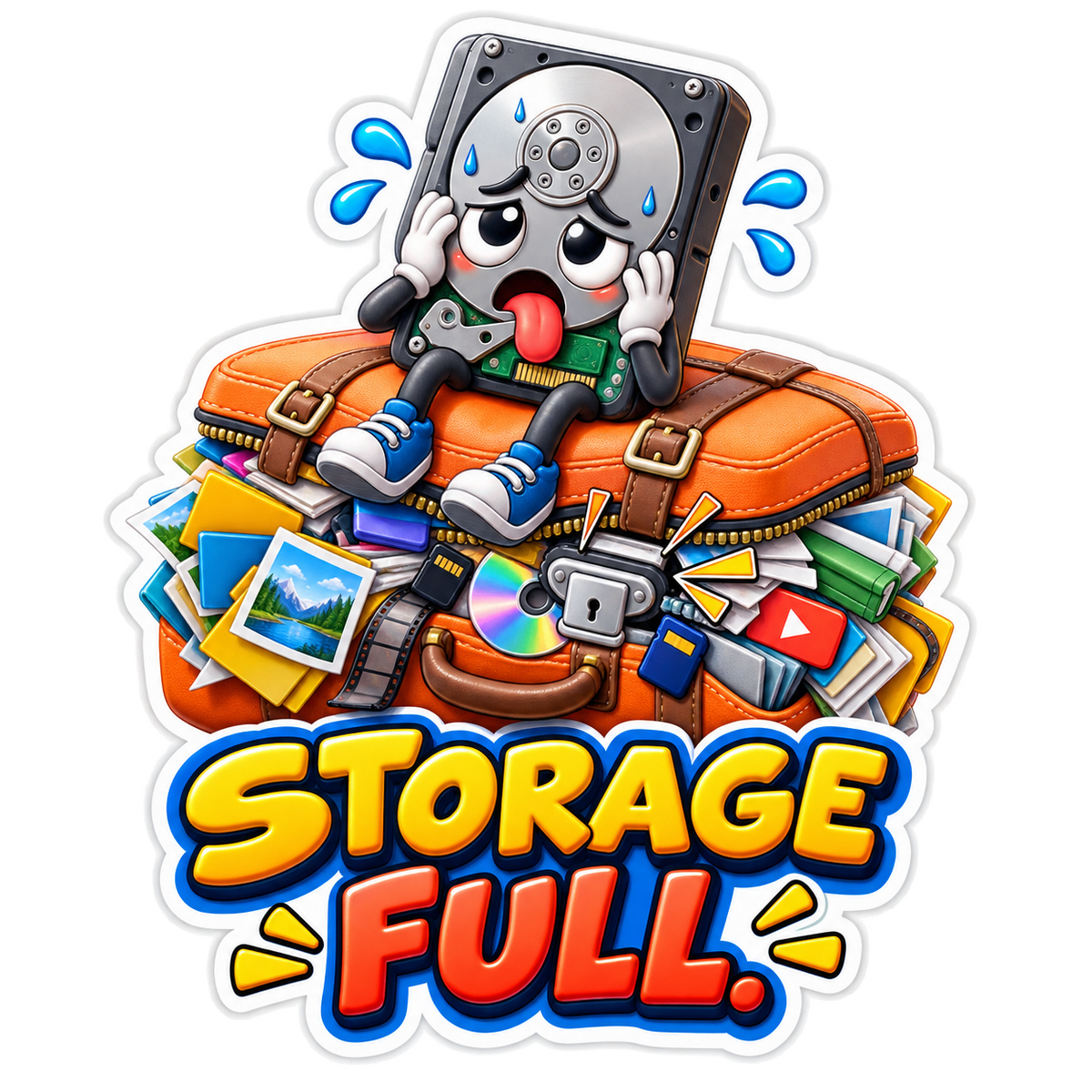 Storage Full Overloaded Hard Drive Vinyl Sticker Decal