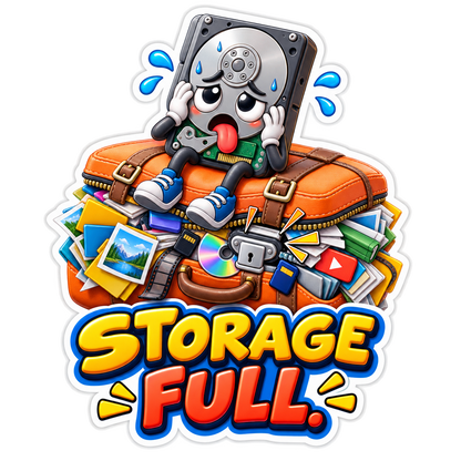 Storage Full Overloaded Hard Drive Vinyl Sticker Decal