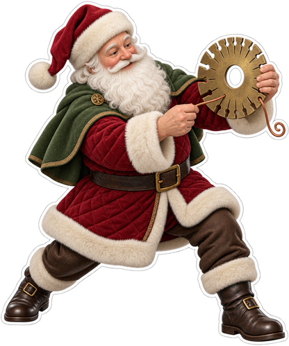 Santa Antique Brass Wire Gauge Vinyl Sticker Decal