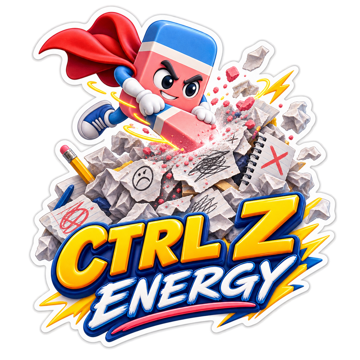 Ctrl Z Energy Superhero Eraser Vinyl Sticker Decal