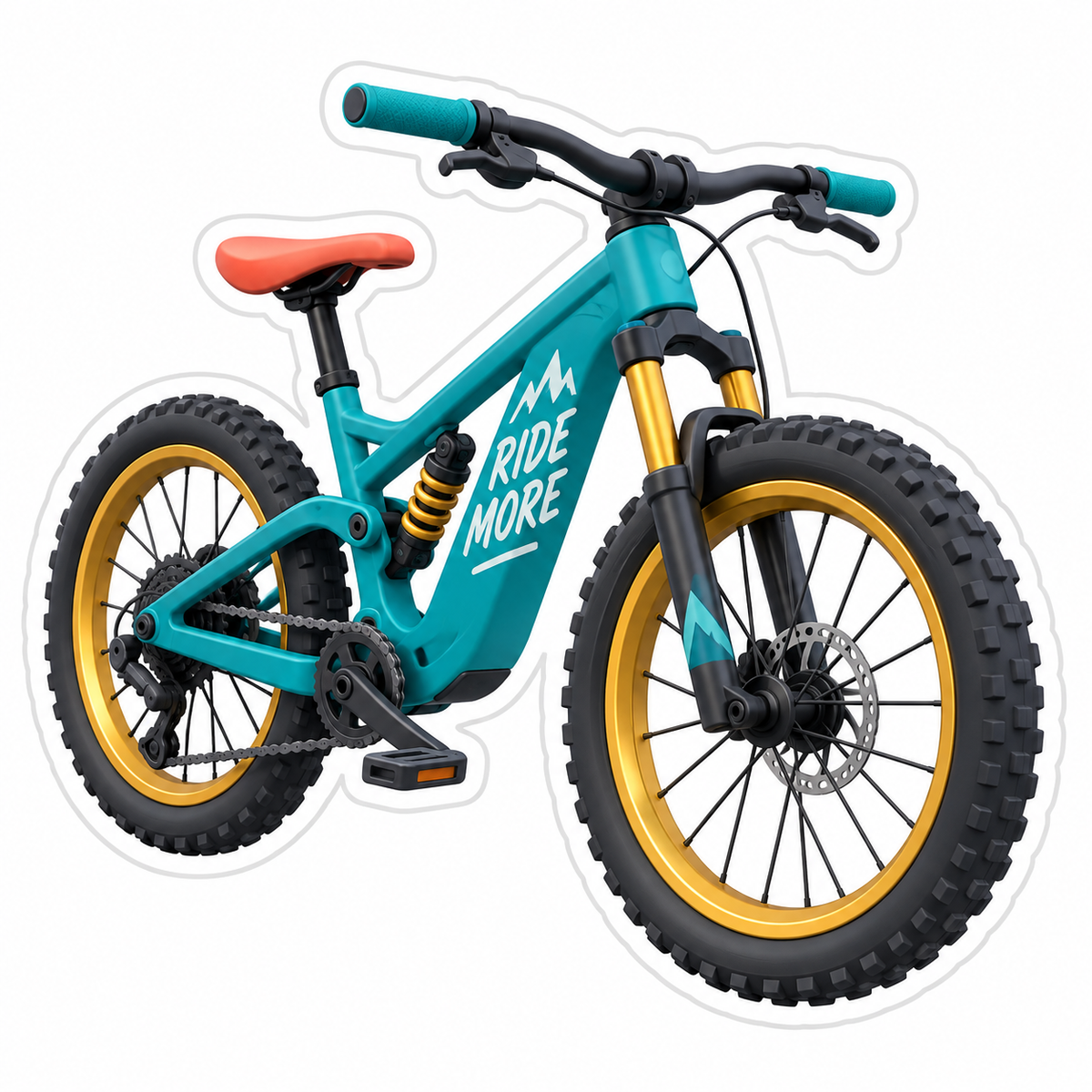 Teal Mountain Bicycle Vinyl Sticker Decal