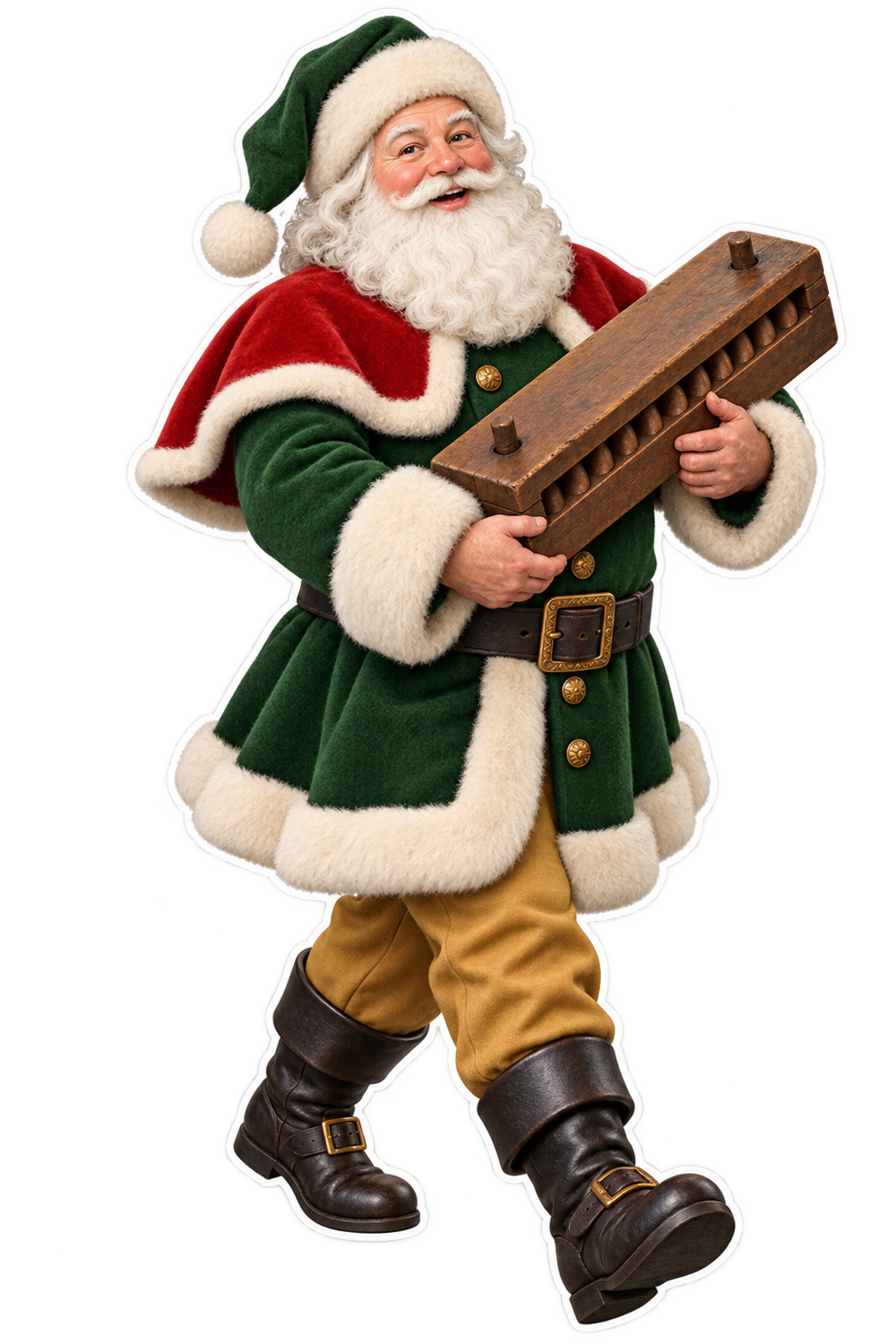 Santa Antique Carved Wood Cigar Mould Vinyl Sticker Decal
