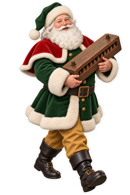 Santa Antique Carved Wood Cigar Mould Vinyl Sticker Decal