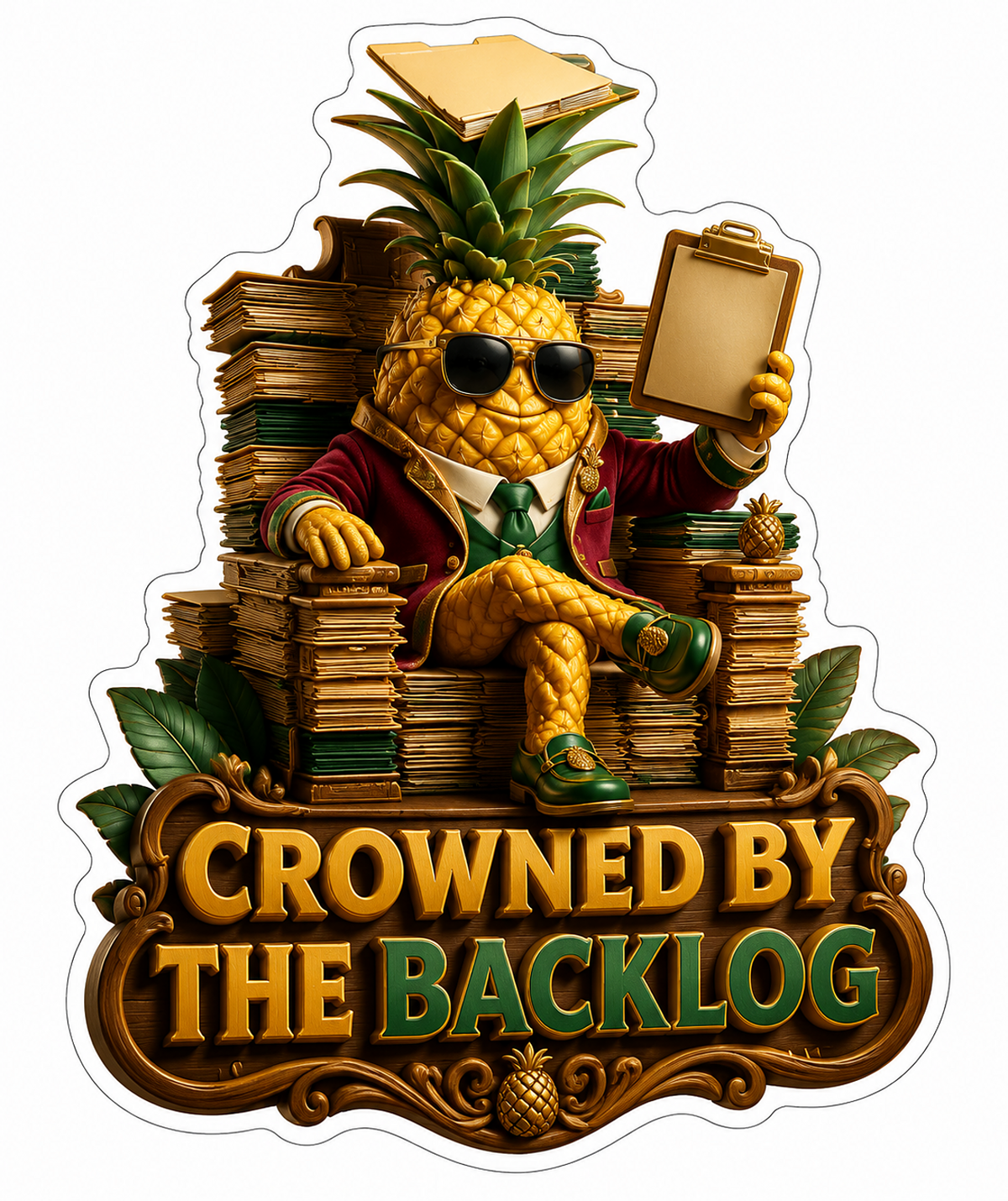 Crowned Backlog Pineapple Vinyl Sticker Decal