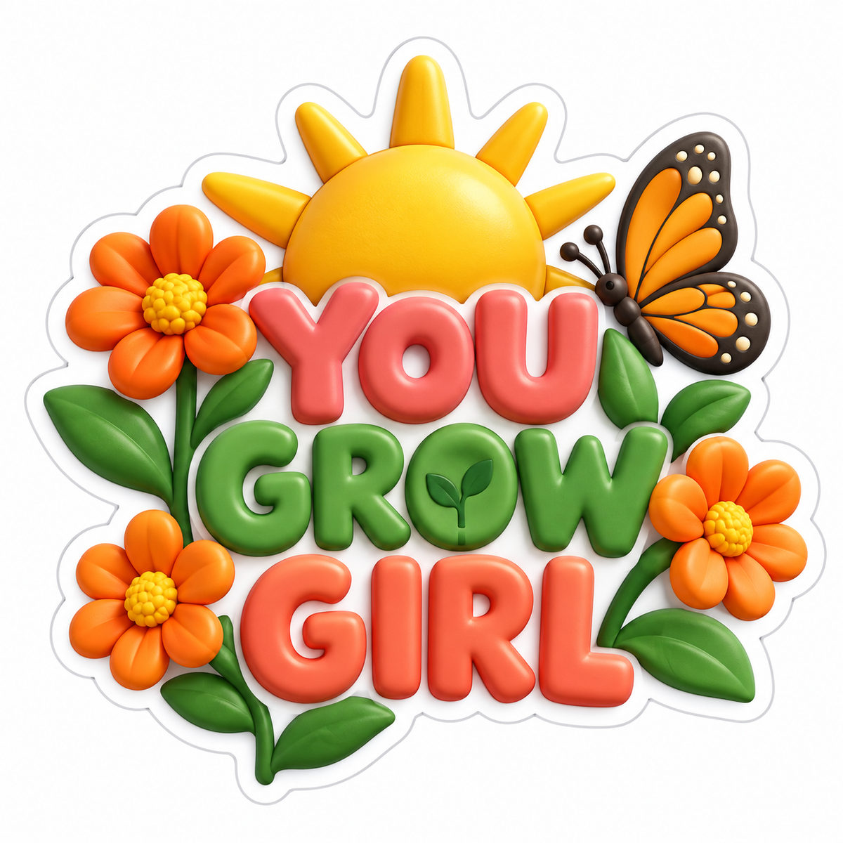 You Grow Girl Gold Orange Vinyl Sticker Decal