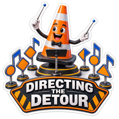 Directing the Detour Traffic Cone Vinyl Sticker Decal