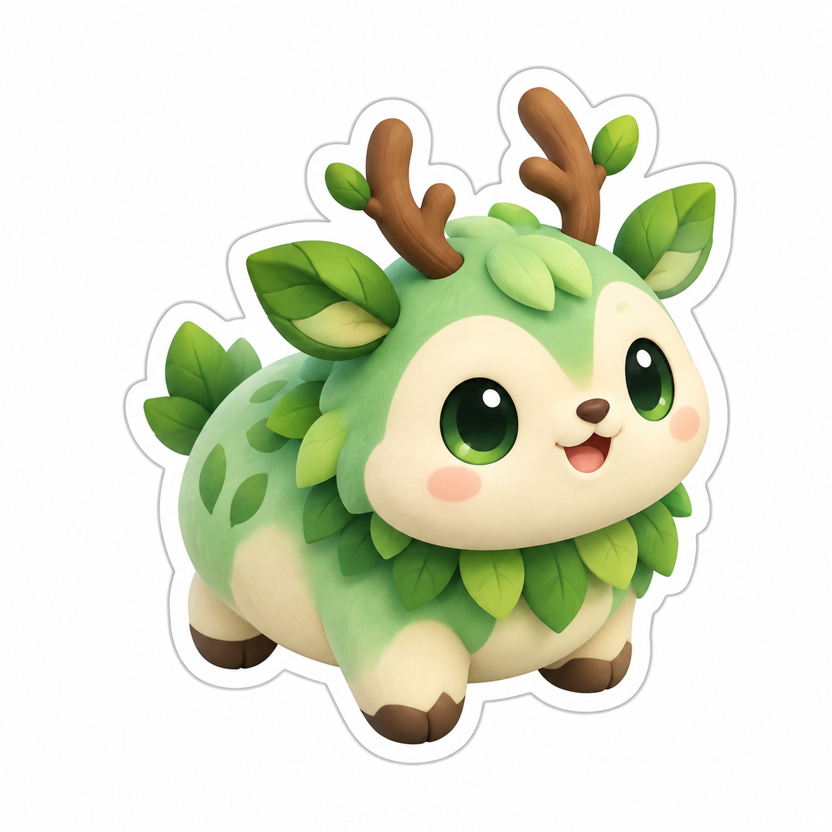 Round Mint-And-Cream Forest Creature Vinyl Sticker Decal