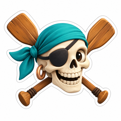 Smiling Pirate Skull With Teal Bandana Vinyl Sticker Decal